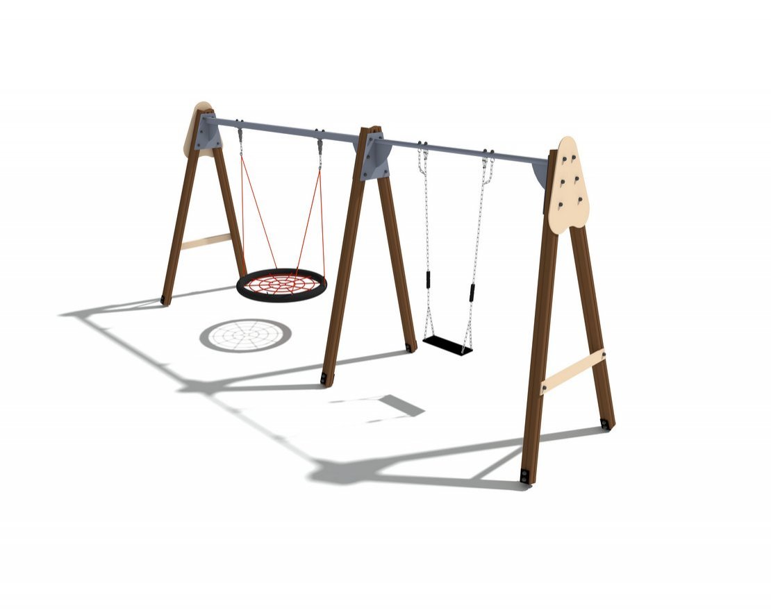 Качели с прорезиненным сиденьем без спинки и сиденьем Гнездо ИО 01031 - вид 2
