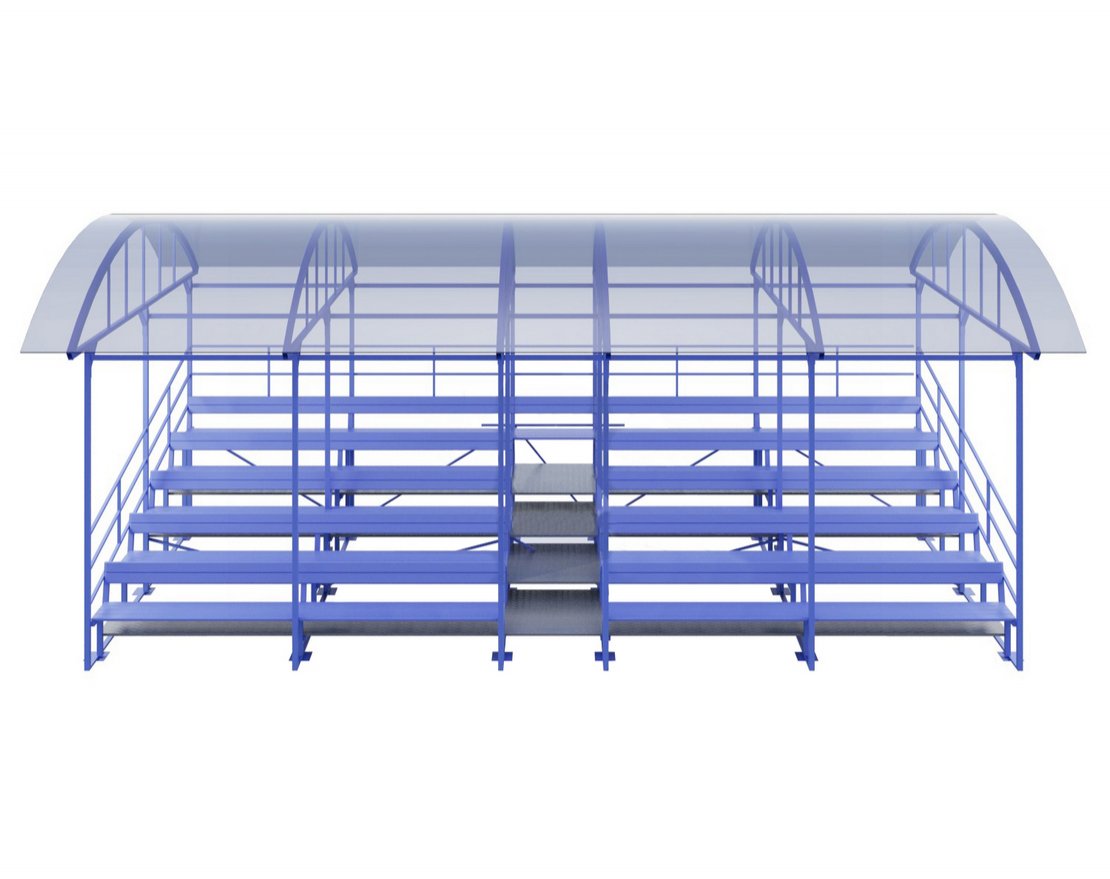 Трибуна 5-и рядная деревянные сидения с навесом, 82 места T016